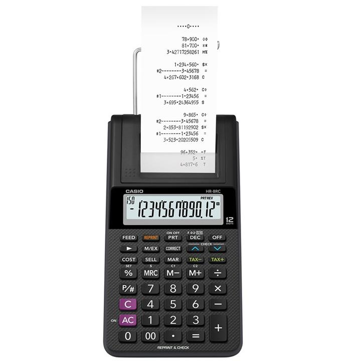 ماشین حساب کاسیو مدل HR-8RC-BK CasioHR-8RC-BK Calculator